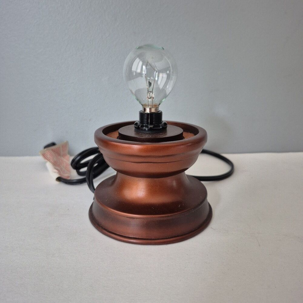 Scentsy Lampshade Collection Copper Wooden Pedestal Base and Bulb Only